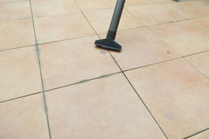 Cleaning the floor tiles