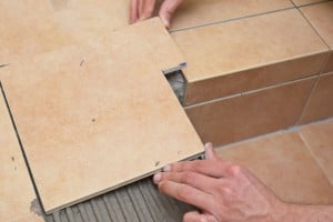 Laying tile in metal edging