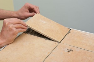 Installing tile into edging